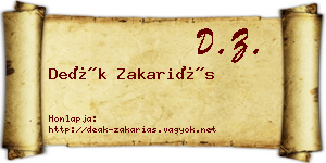 Deák Zakariás névjegykártya